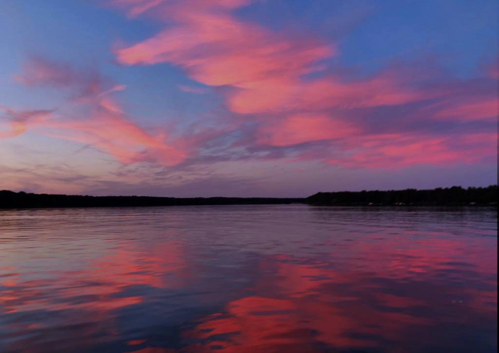 Sonnenuntergang am privaten Steg – Haus mit Seezugang Kablow Krüpelsee