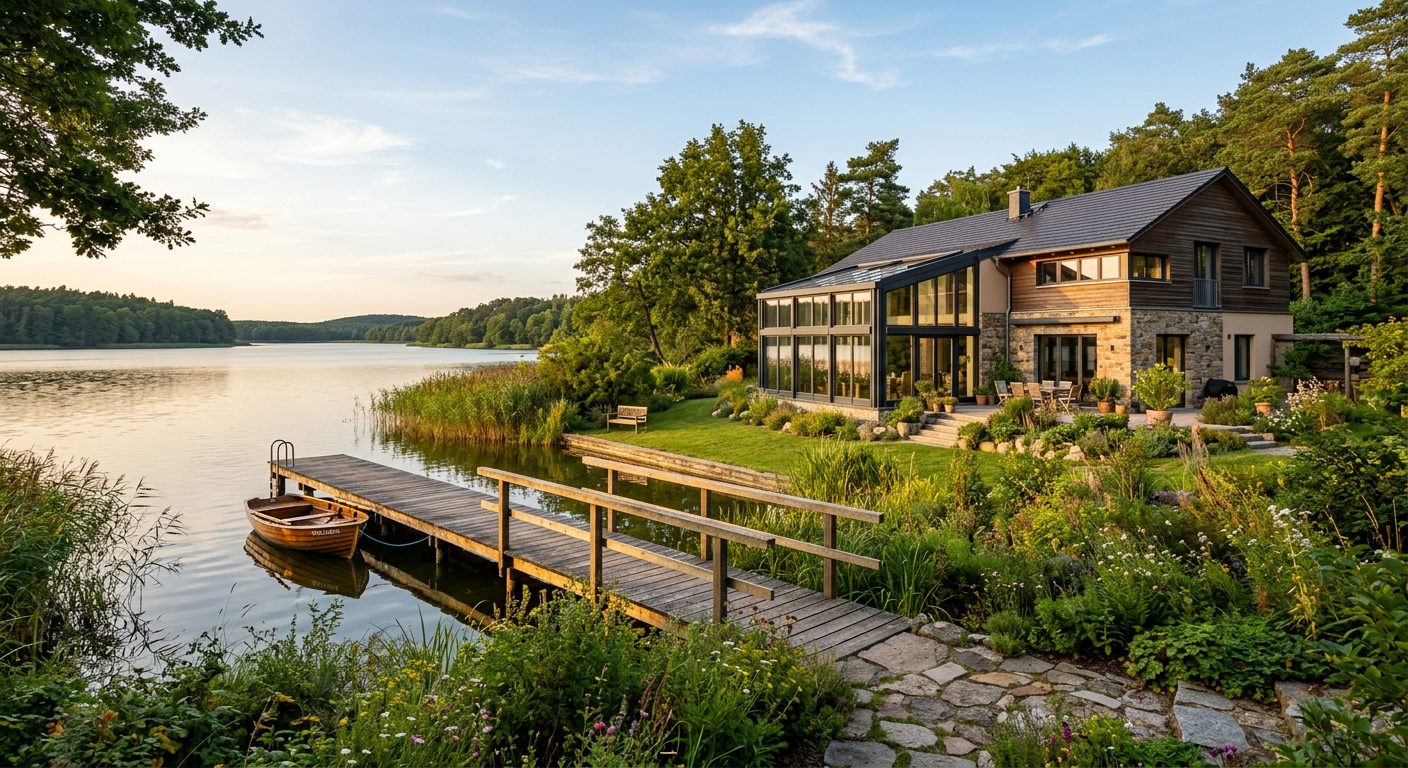 Haus mit Seezugang am Krüpelsee in Kablow – Außenansicht mit eigenem Steg